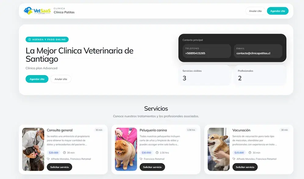 Activa una página pública lista para agendar servicios online